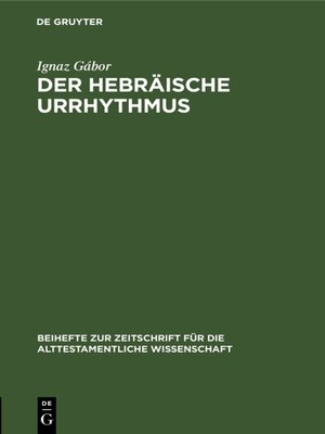 cover image of Der hebräische Urrhythmus